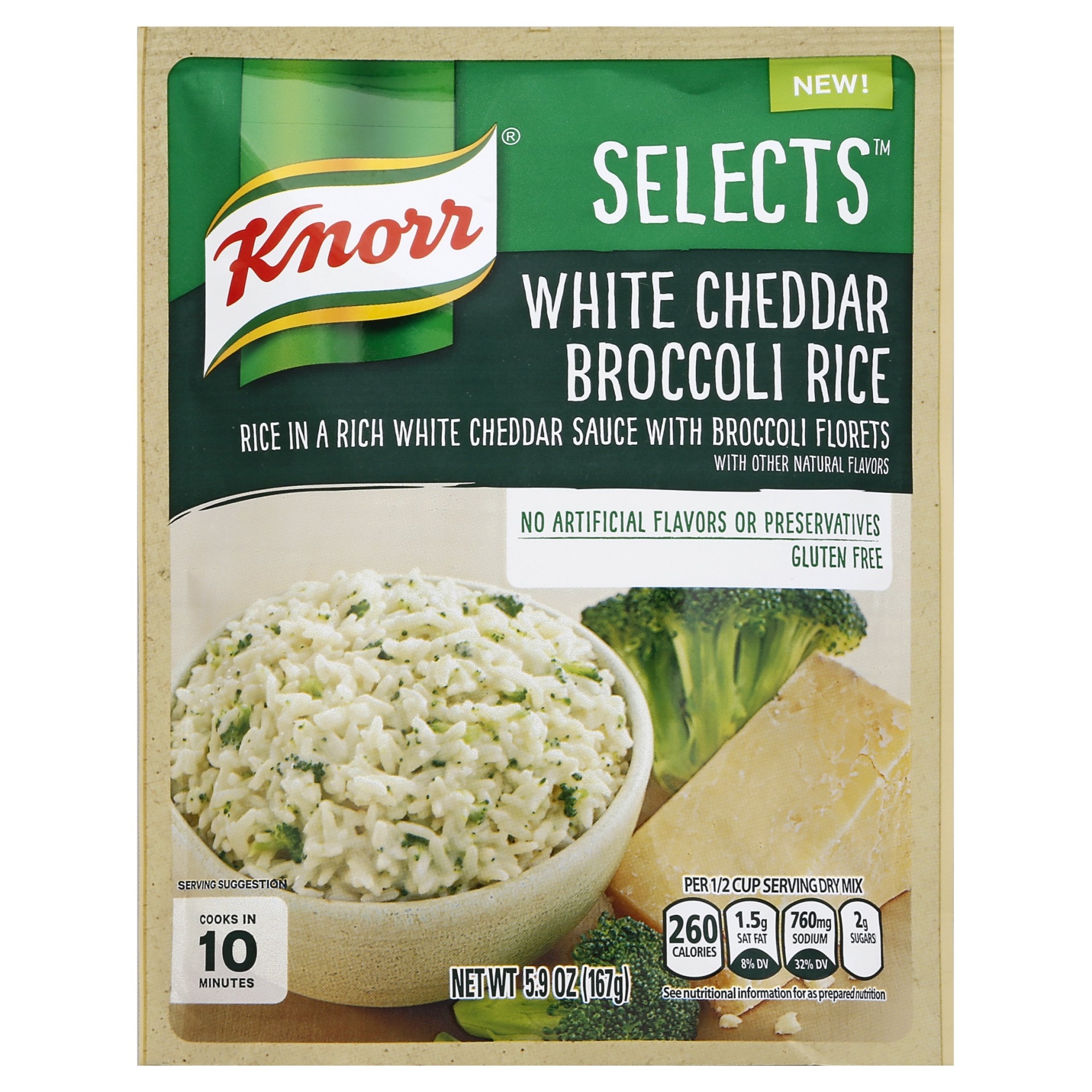 slide 1 of 1, Knorr Selects White Cheddar Broccoli Rice, 5.9 oz