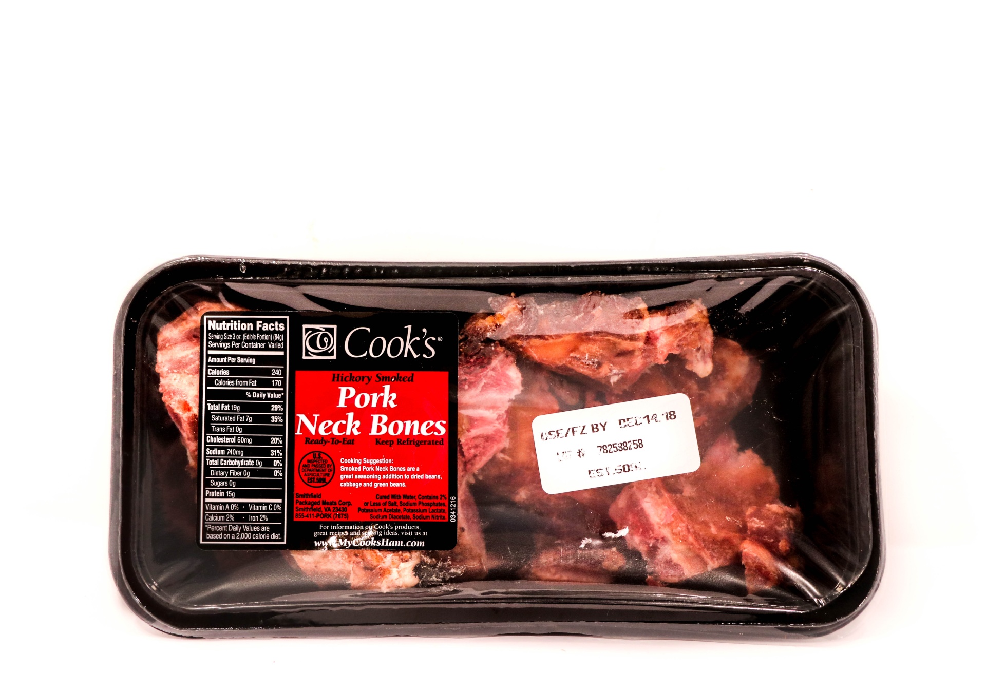 slide 1 of 1, Cook's Smoked Neck Bones, per lb