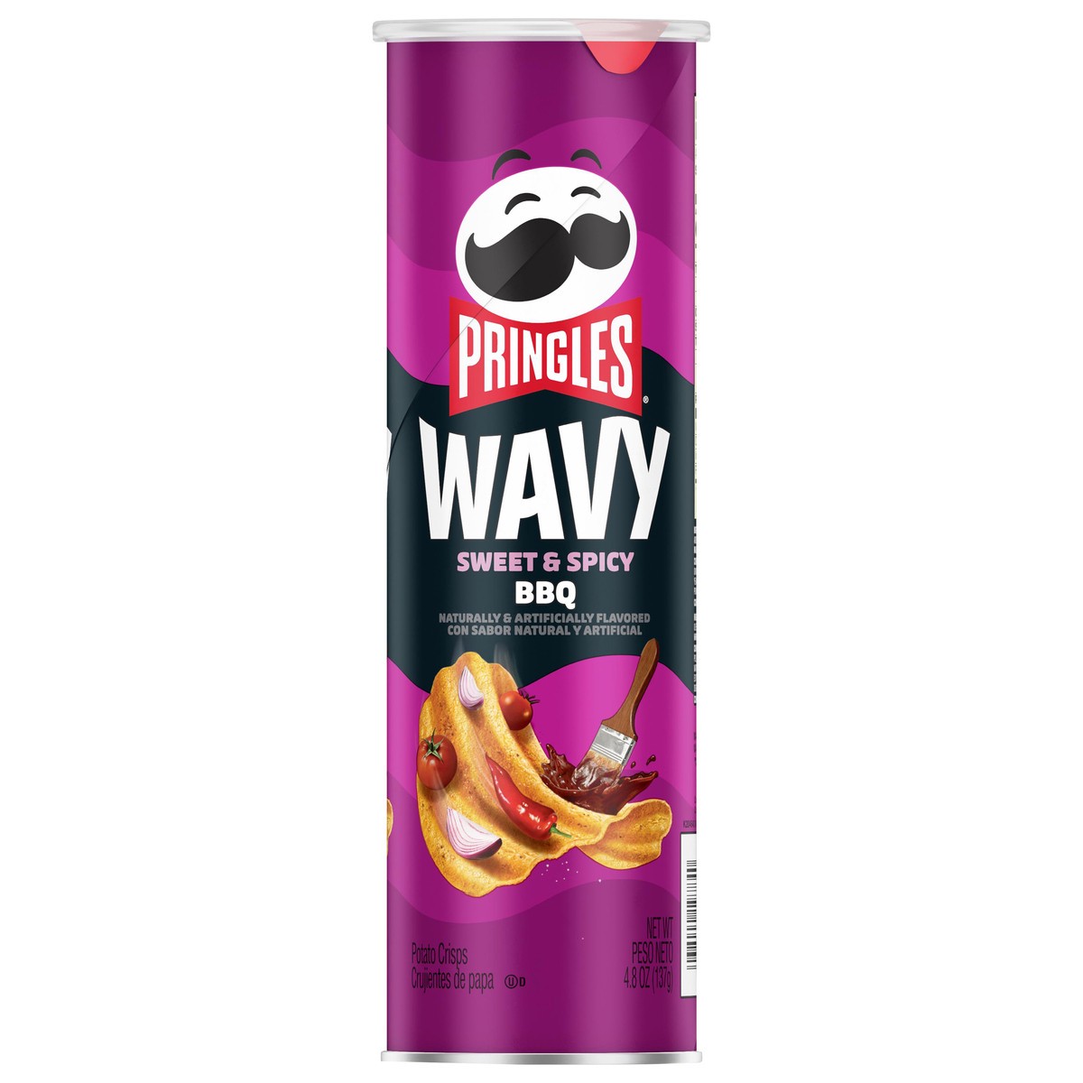 slide 8 of 9, Pringles Wavy Pringles Potato Crisps Chips, Sweet and Spicy BBQ, 4.8 oz, 4.8 oz