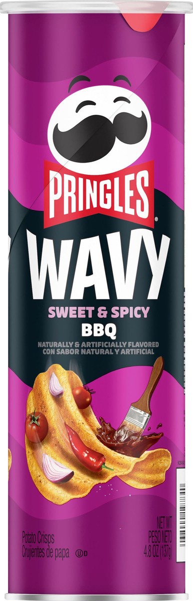 slide 3 of 9, Pringles Wavy Pringles Potato Crisps Chips, Sweet and Spicy BBQ, 4.8 oz, 4.8 oz