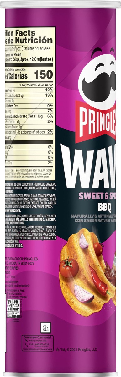 slide 4 of 9, Pringles Wavy Pringles Potato Crisps Chips, Sweet and Spicy BBQ, 4.8 oz, 4.8 oz