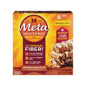 slide 1 of 1, Meta Health Bar Cinnamon Oatmeal Raisin 1.41 Oz, 6ct, 8.46 oz