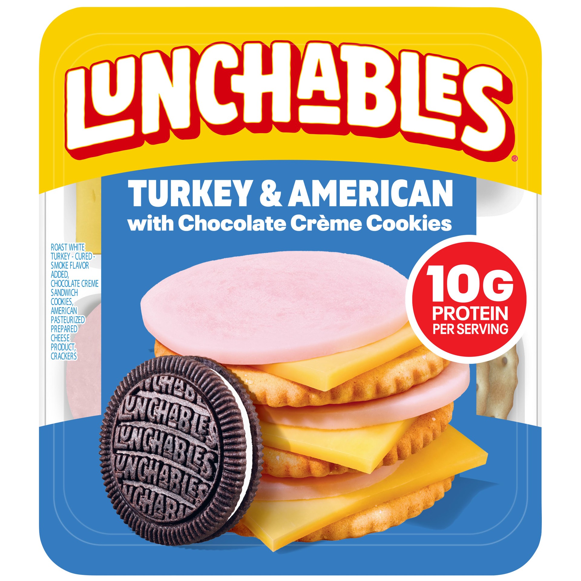 slide 1 of 10, Lunchables Turkey & American with Chocolate Creme Cookies, 3.2 oz Pack, 3.20 oz