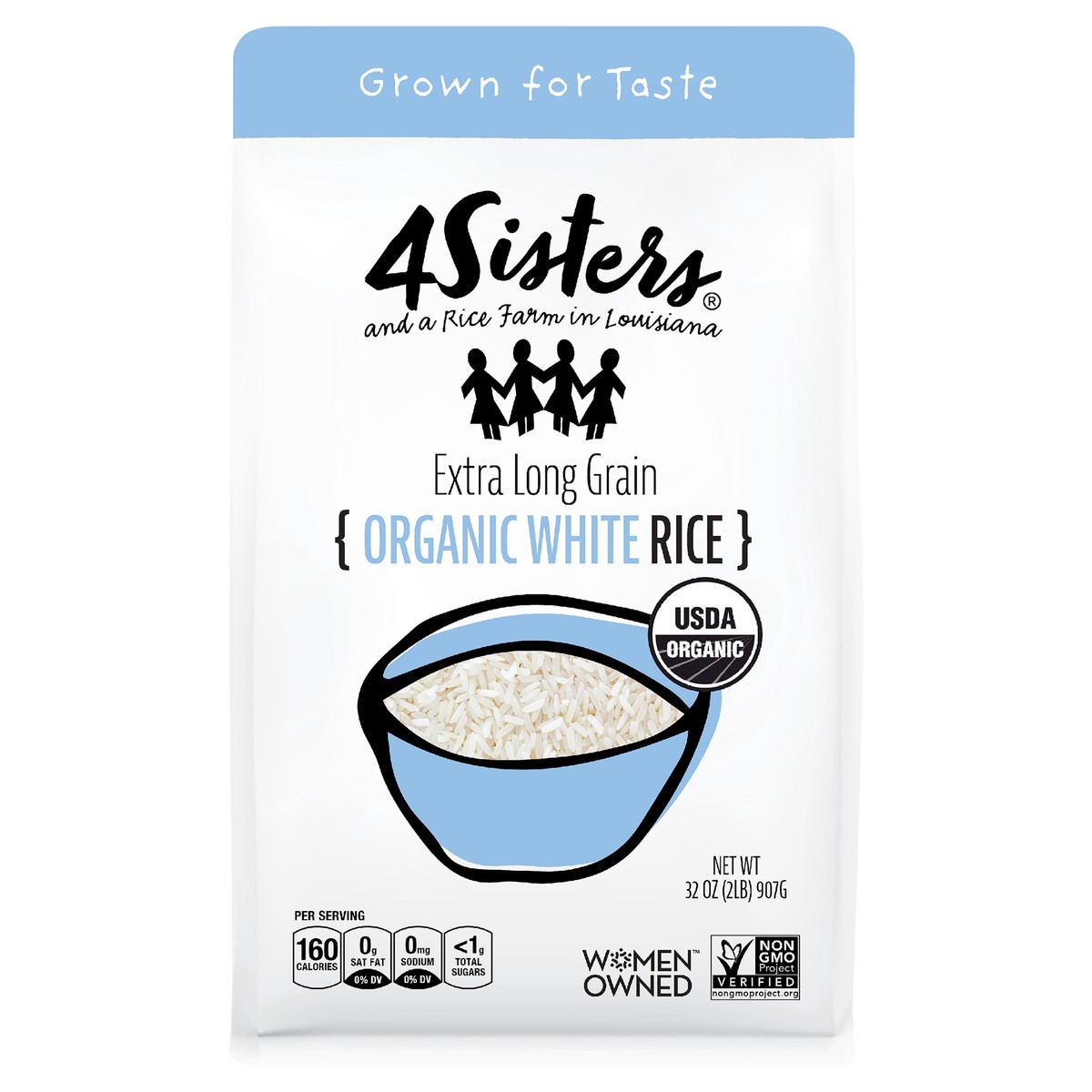 slide 1 of 8, 4Sisters Organic Extra Long Grain White Rice, 2 lb