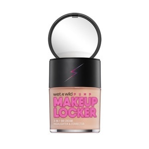 slide 1 of 1, wet n wild Pump: Makeup Locker 3-In-1 Sheer Bb Cream, Highlighter & Corrector, Light, 1 ct