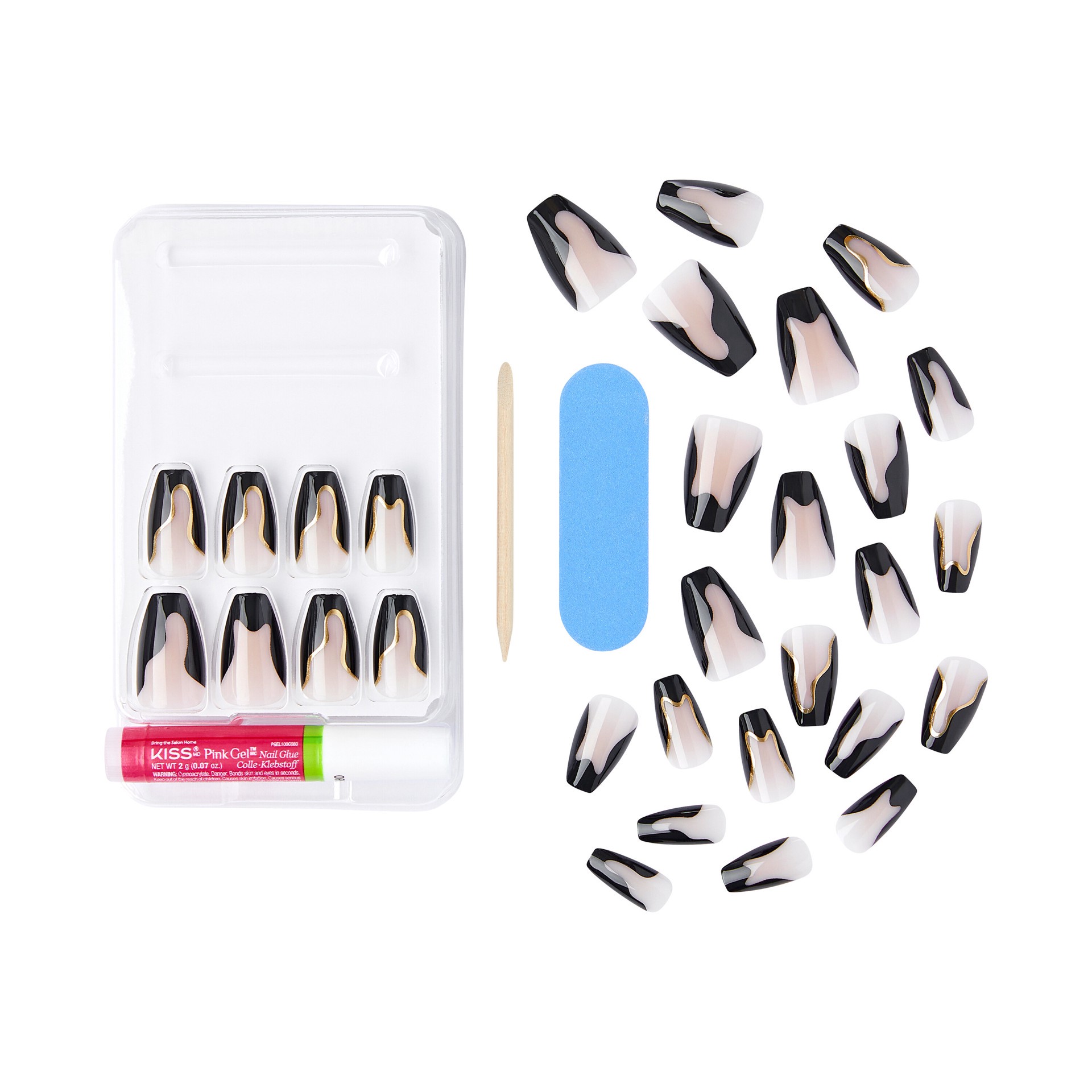 slide 5 of 5, KISS Voguish Fantasy Halloween Press-On Nails, Black, Medium Length, Coffin Shape, 31 Ct., 1 ct