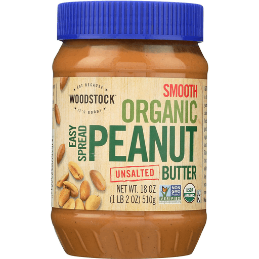 slide 1 of 1, Woodstock Farms Woodstock Peanut Butter Unsalted Smooth, 18 oz