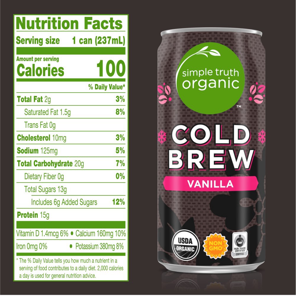 slide 5 of 6, Simple Truth Organic Cold Brew Vanilla Arabica Coffee - 8 fl oz, 8 fl oz