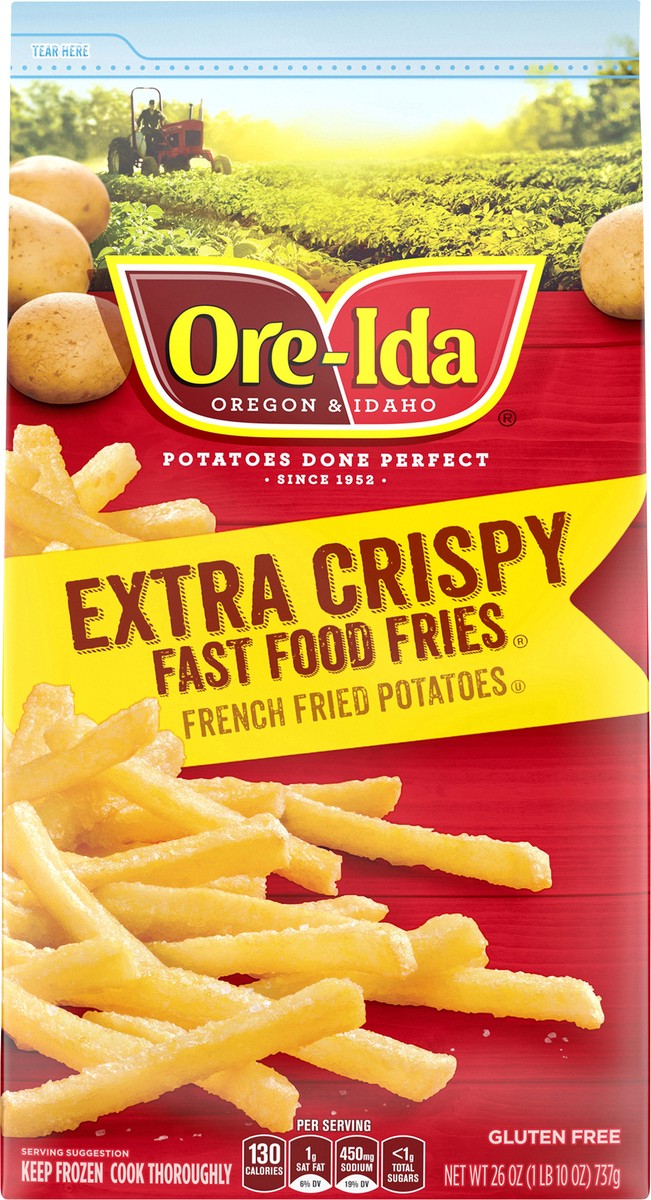 slide 6 of 9, Ore-Ida Extra Crispy Fast Food French Fries Fried Frozen Potatoes, 26 oz Bag, 26 oz