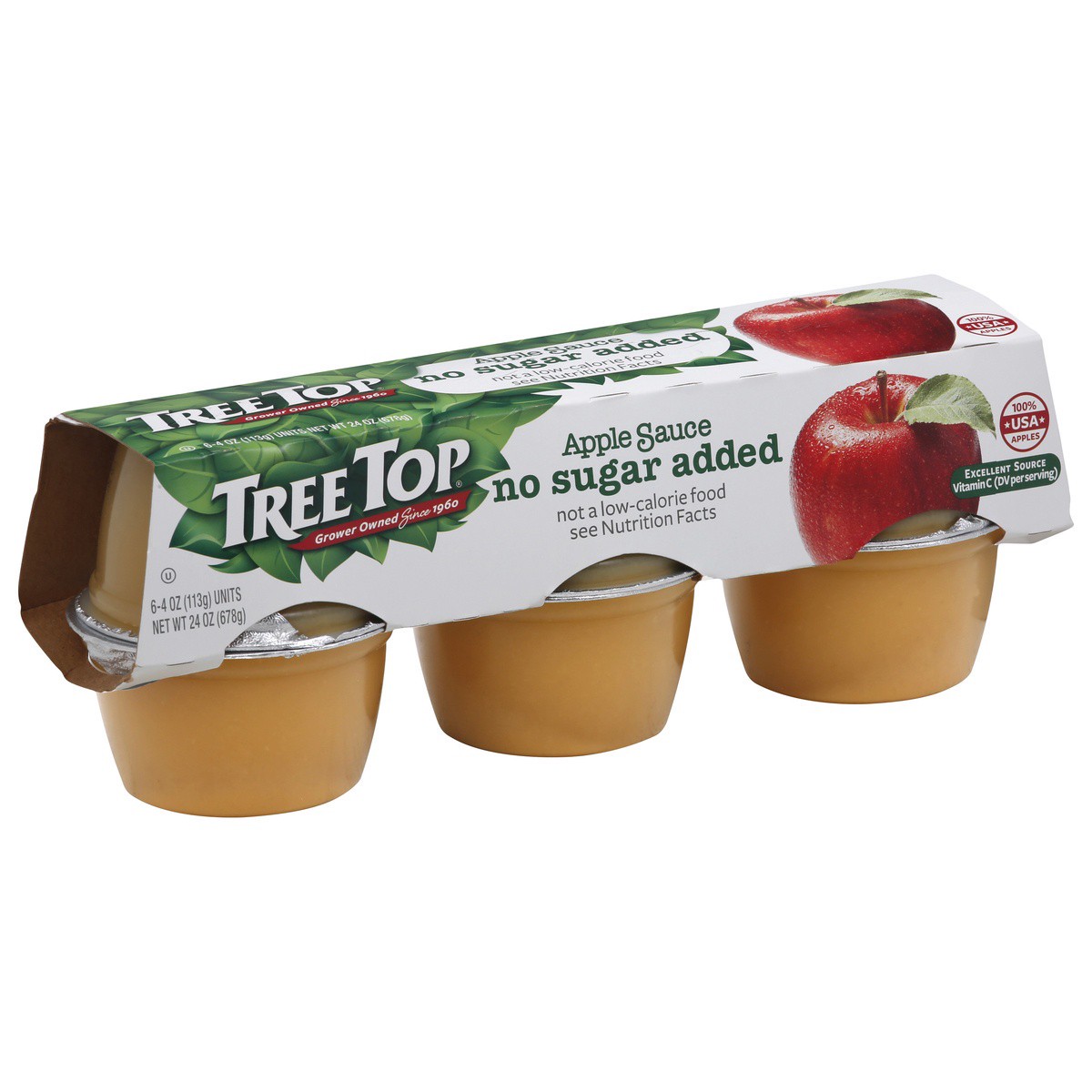 slide 1 of 9, Tree Top No Sugar Added Apple Sauce 6 - 4 oz Cups, 6 ct; 4 oz