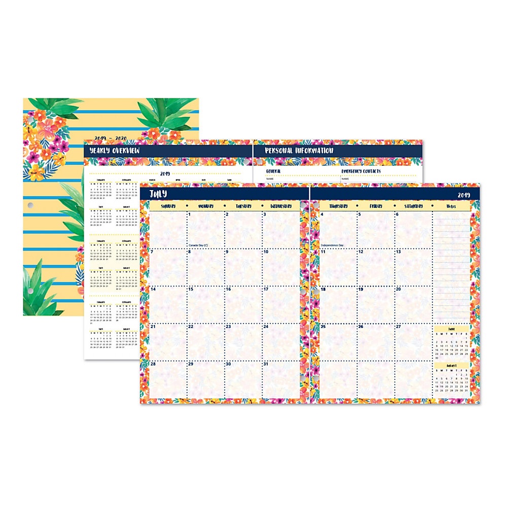 slide 1 of 1, Office Depot Brand Instaculture-Pineapples Monthly Academic Planner, 8-1/4'' X 10-1/4'', July 2019 To June 2020, 1 ct