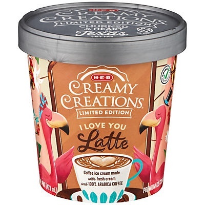 slide 1 of 1, H-E-B Select Ingredients Creamy Creations I Love You Latte Limited Edition Ice Cream, 1 pint