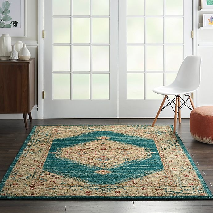 slide 2 of 7, Nourison Traditional Vintage Center Diamonds 5'3 x 7'3 Area Rug - Teal/Blue, 1 ct