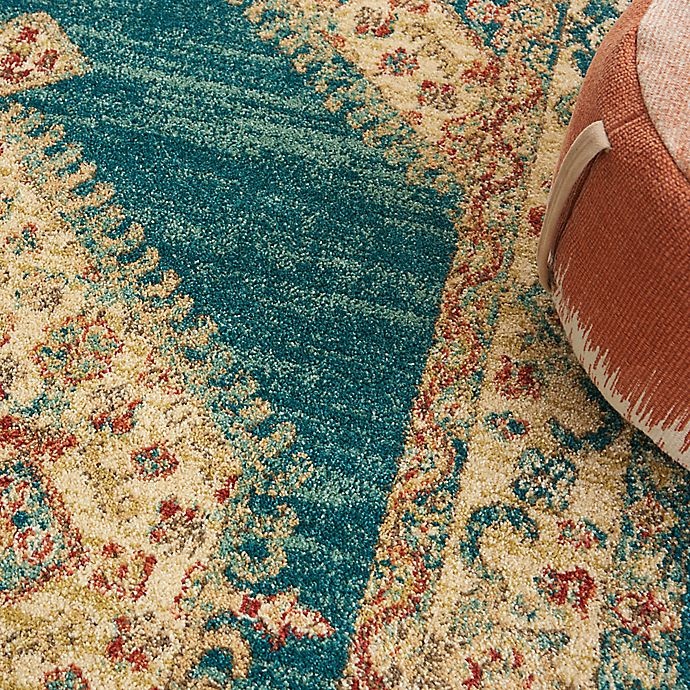 slide 3 of 7, Nourison Traditional Vintage Center Diamonds 5'3 x 7'3 Area Rug - Teal/Blue, 1 ct