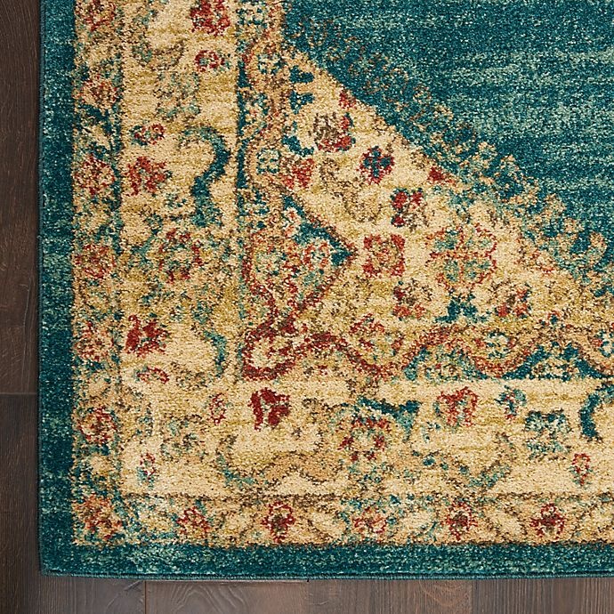 slide 4 of 7, Nourison Traditional Vintage Center Diamonds 5'3 x 7'3 Area Rug - Teal/Blue, 1 ct