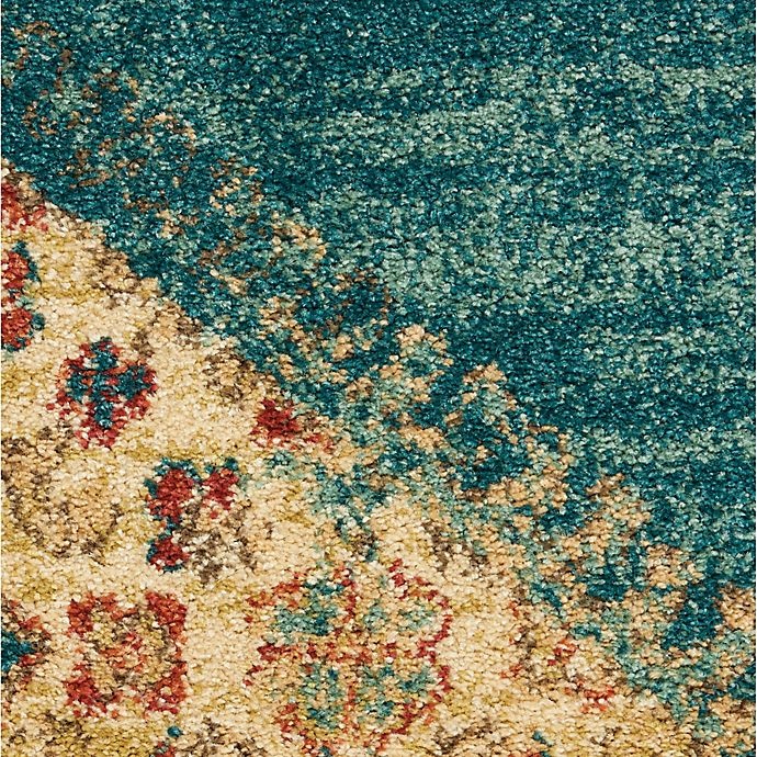 slide 6 of 7, Nourison Traditional Vintage Center Diamonds 5'3 x 7'3 Area Rug - Teal/Blue, 1 ct