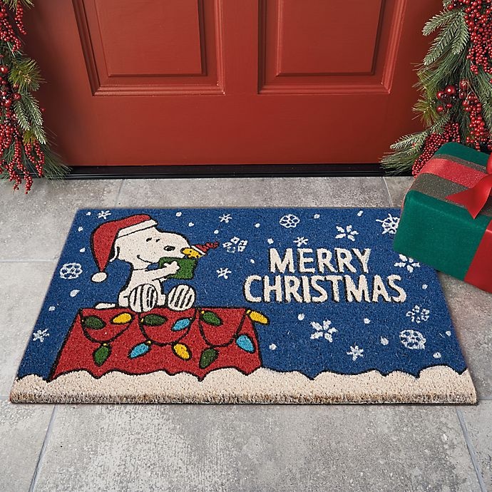 slide 2 of 2, Peanuts Christmas Coir Door Mat'', 18 in x 28 in