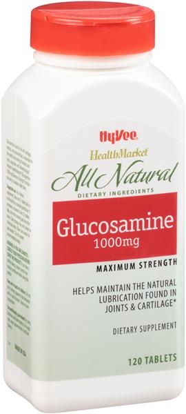 slide 1 of 1, Hy-Vee HealthMarket All Natural Glucosamine Dietary Supplement 1000 mg Tablets, 120 ct