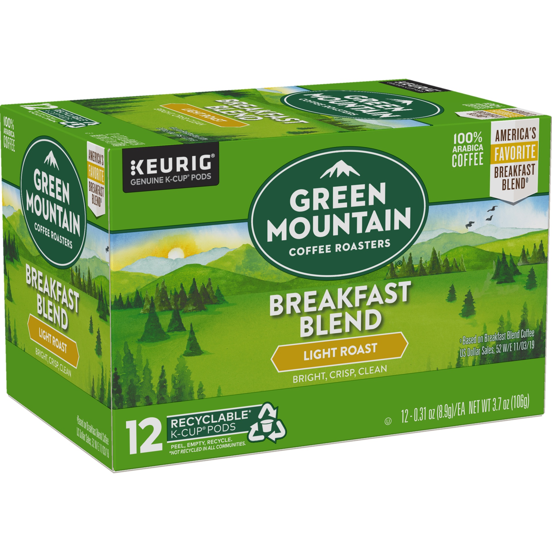 slide 2 of 4, Green Mountain Coffee Roasters Breakfast Blend Single-Serve Keurig K-Cup Pods, Light Roast Coffee, 12 ct