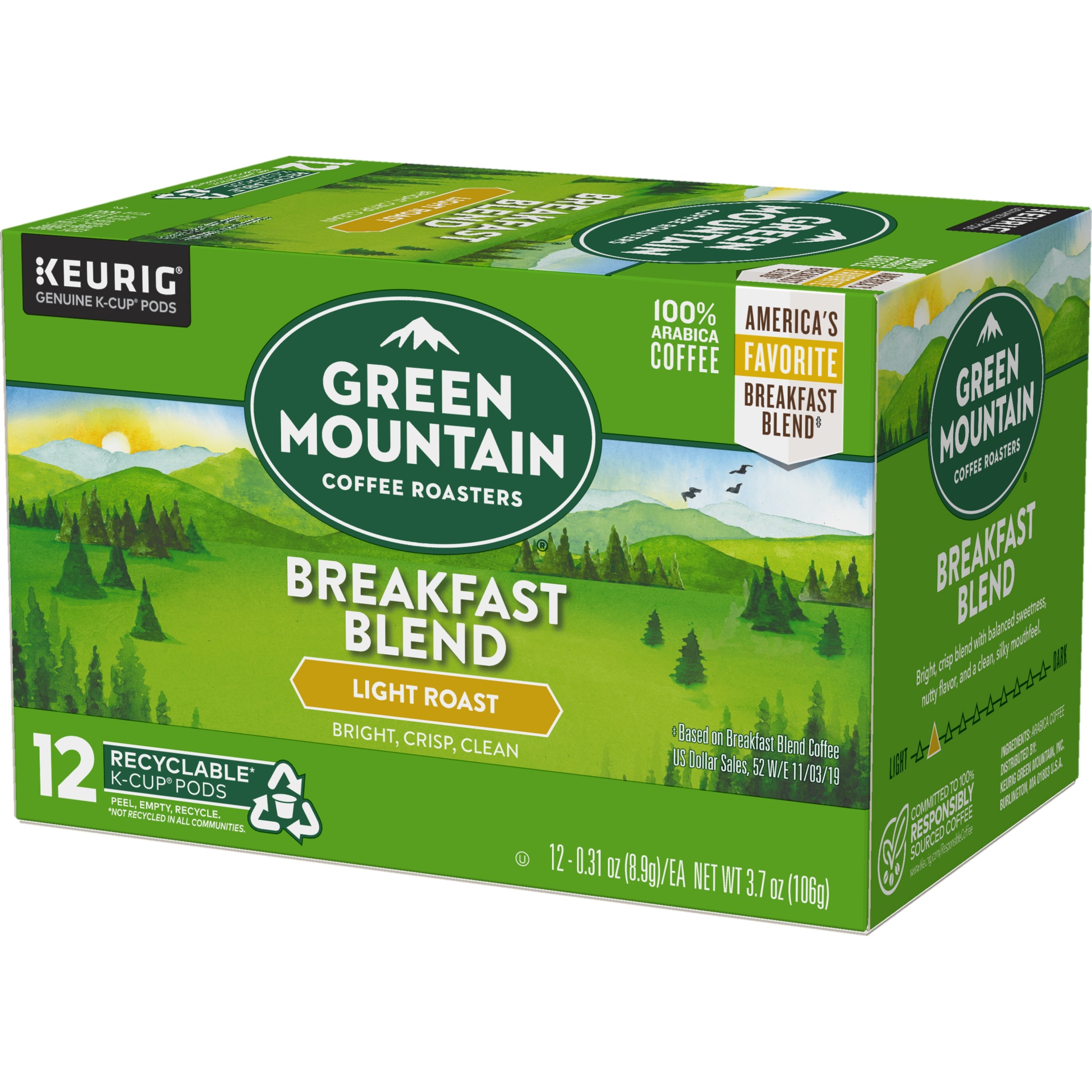 slide 3 of 4, Green Mountain Coffee Roasters Breakfast Blend Single-Serve Keurig K-Cup Pods, Light Roast Coffee, 12 ct
