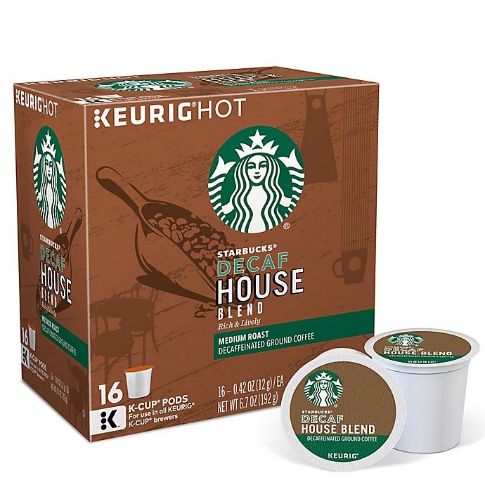 slide 2 of 6, Starbucks House Blend Decaf Coffee Keurig K-Cup Pods, 16 ct