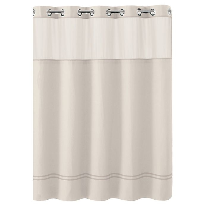 Hookless Escape Fabric Shower Curtain and Liner Set Ivory 72 in x 98