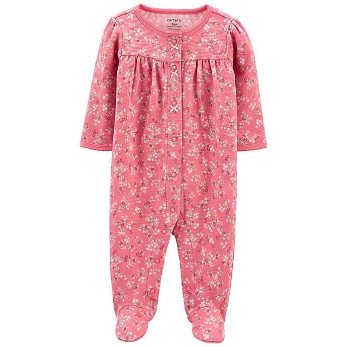 slide 1 of 1, carter's Newborn Floral 2-Way Zip Cotton Sleep & Play with Front Pocket - Pink, 1 ct