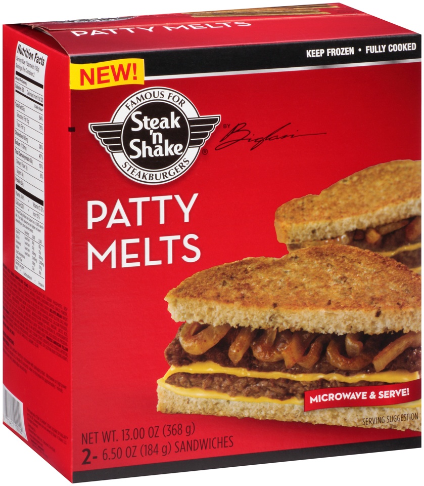 slide 1 of 1, Steak 'n Shake Patty Melts Sandwiches, 13 oz