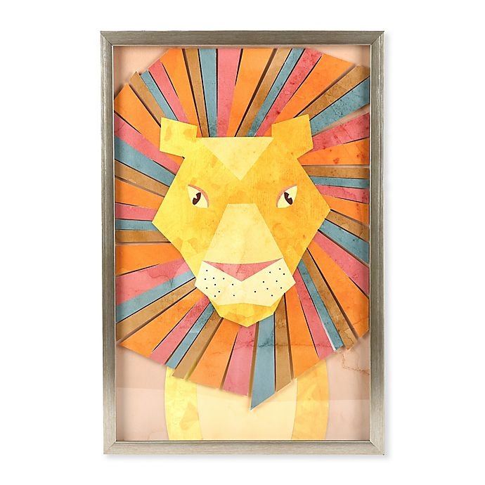 slide 1 of 4, Marmalade Vibrant Lion Shadow Box Wall Art, 16 in x 24 in