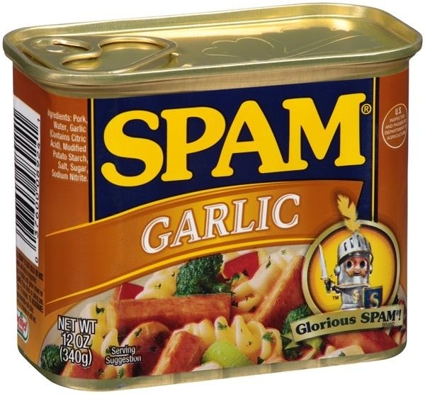 slide 1 of 1, SPAM Garlic Pull-Top Can, 12 oz