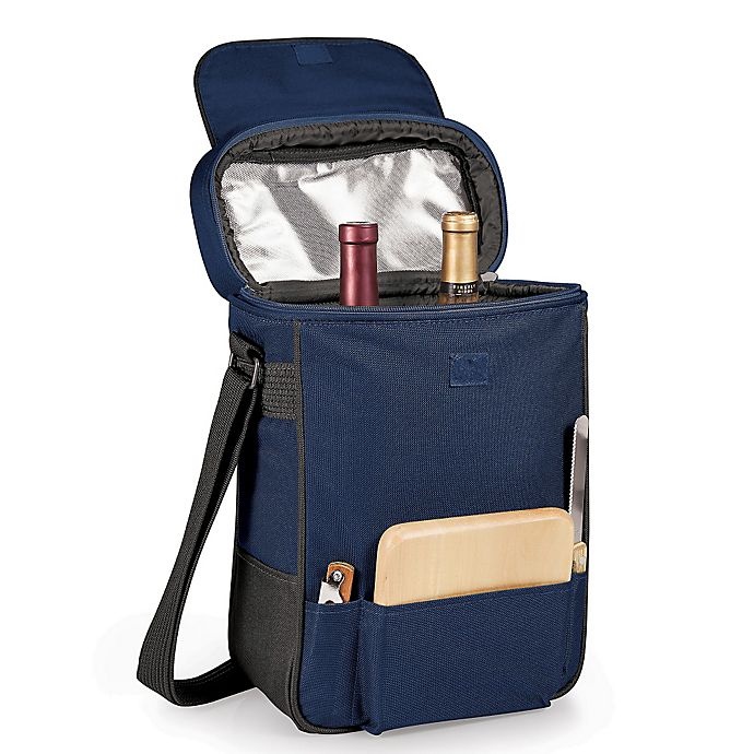 slide 2 of 2, Picnic Time Duet Insulated Wine and Cheese Tote - Navy, 1 ct