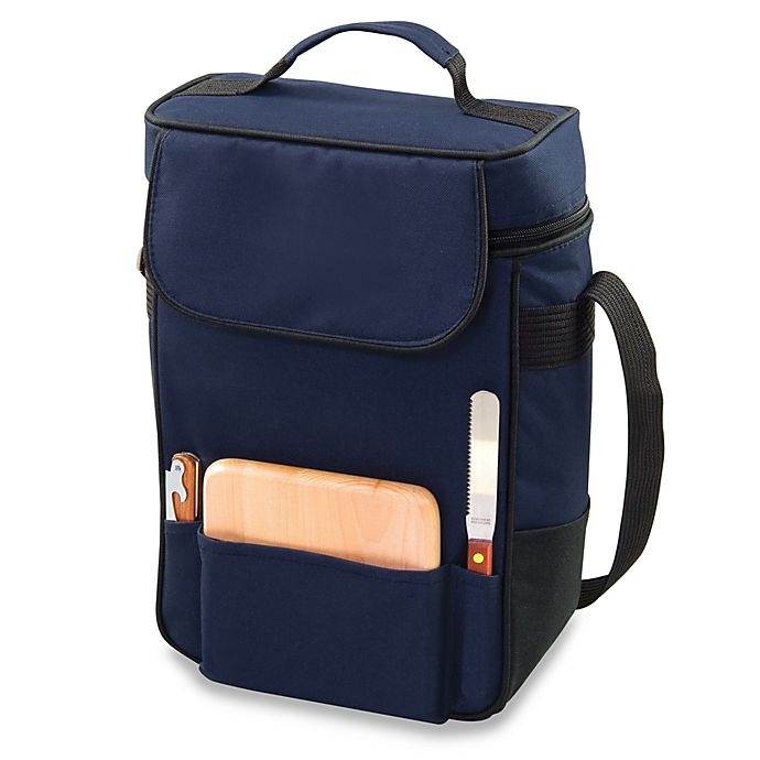 slide 1 of 2, Picnic Time Duet Insulated Wine and Cheese Tote - Navy, 1 ct