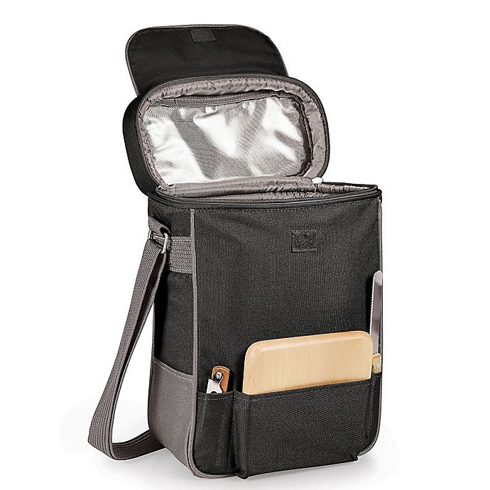 slide 2 of 3, Picnic Time Duet Insulated Wine and Cheese Tote - Black & Grey, 1 ct