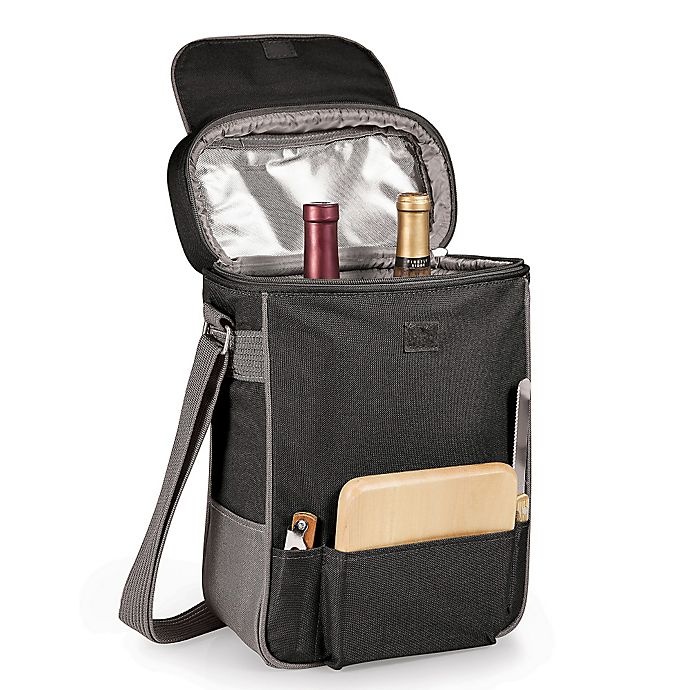 slide 3 of 3, Picnic Time Duet Insulated Wine and Cheese Tote - Black & Grey, 1 ct