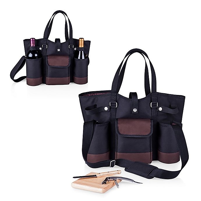 slide 2 of 5, Picnic Time Wine Country Tote - Black, 1 ct