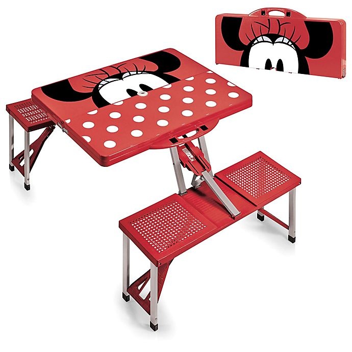 slide 1 of 1, Picnic Time Disney Minnie Mouse Picnic Folding Table with Seats - Red, 1 ct