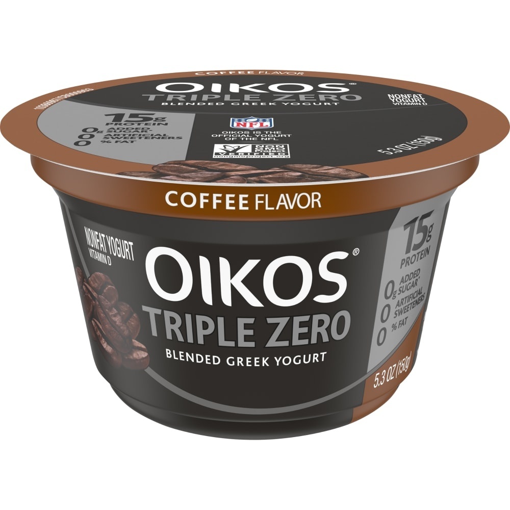 slide 1 of 5, Dannon Oikos Triple Zero Greek Nonfat Coffee Yogurt, 5.3 oz