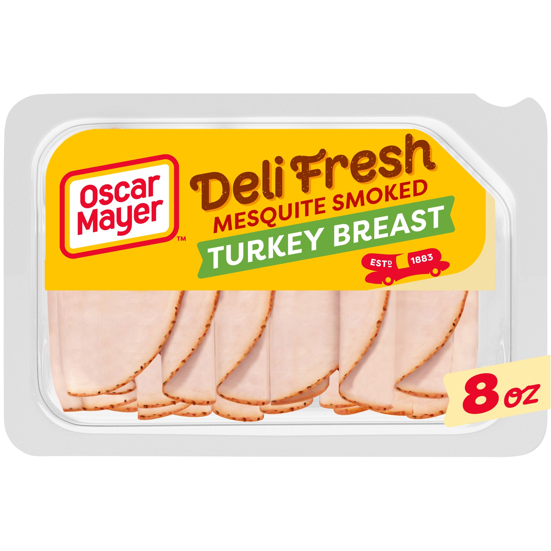 slide 1 of 8, Oscar Mayer Deli Fresh Mesquite Smoked Sliced Turkey Breast Deli Lunch Meat, 8 oz Package, 8 oz