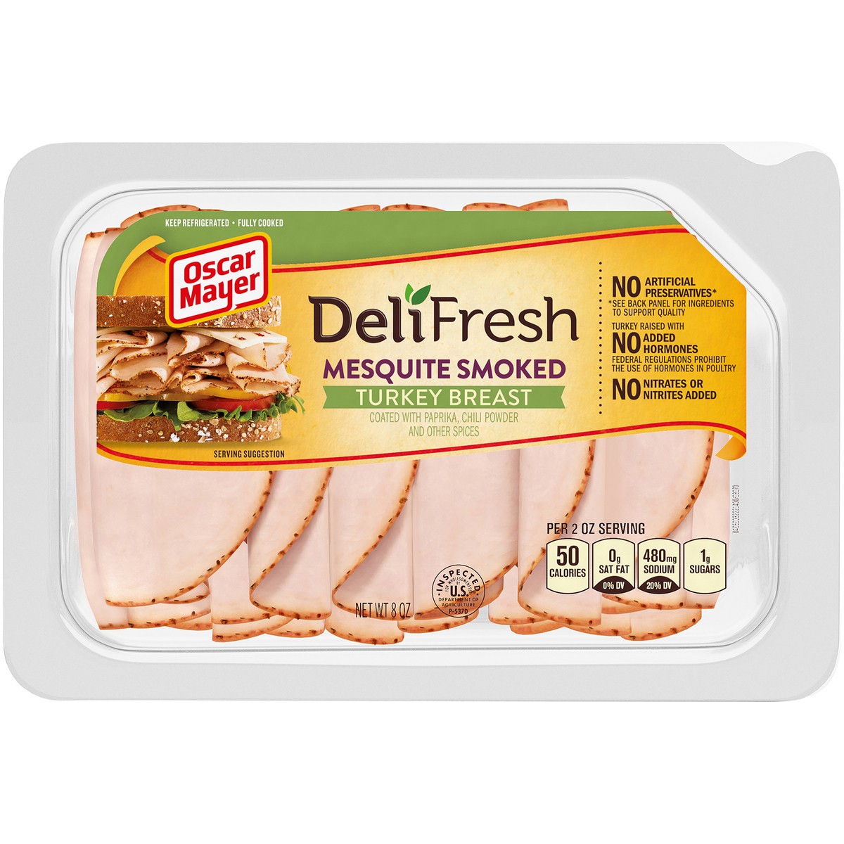 slide 4 of 8, Oscar Mayer Deli Fresh Mesquite Smoked Sliced Turkey Breast Deli Lunch Meat, 8 oz Package, 8 oz