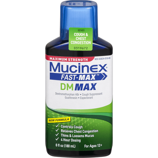 slide 2 of 8, Mucinex Fast-Max DM Max Cough & Chest Congestion Liquid, 6 fl oz
