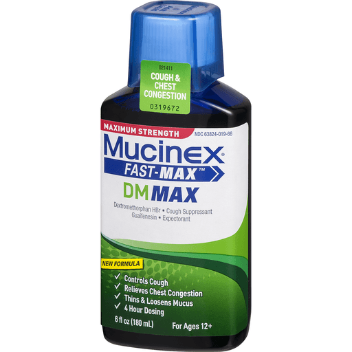 slide 4 of 8, Mucinex Fast-Max DM Max Cough & Chest Congestion Liquid, 6 fl oz
