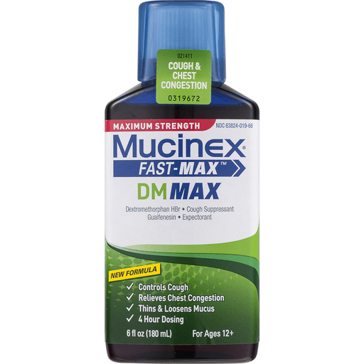 slide 5 of 8, Mucinex Fast-Max DM Max Cough & Chest Congestion Liquid, 6 fl oz