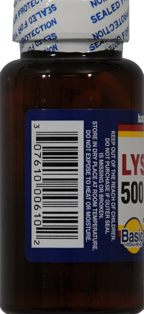 slide 2 of 2, Basic Lysine Tablets 500Mg, 100 ct
