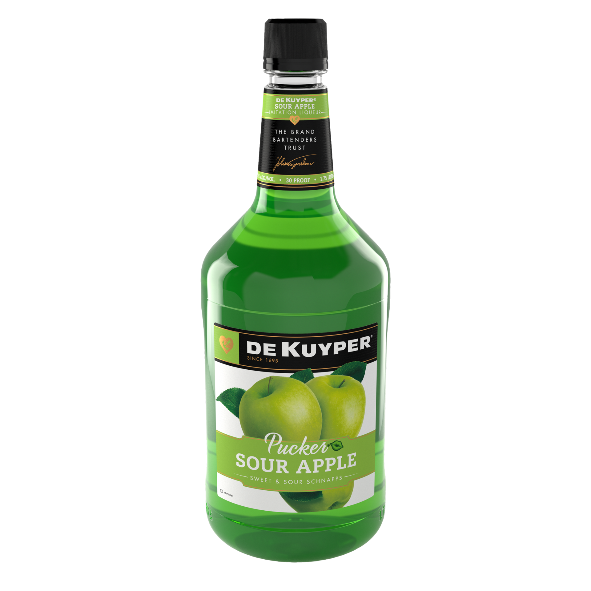 slide 2 of 2, DeKuyper Pucker Sour Apple Schnapps Liqueur 1.75 L, 1.75 liter