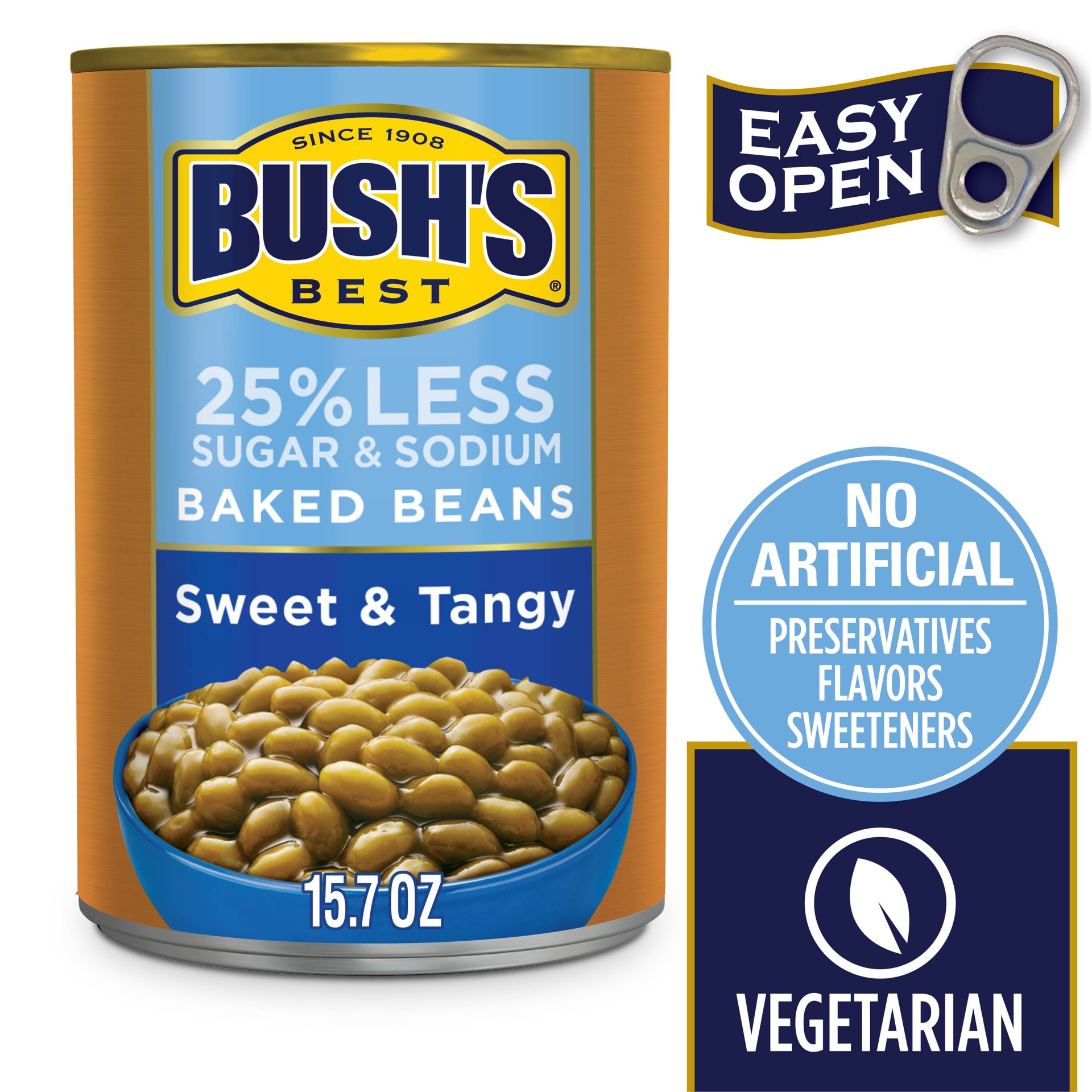 slide 3 of 5, Bush's Best Bush's Sweet and Tangy Reduced Sodium & Sugar Baked Beans 15.7 oz, 15.7 oz