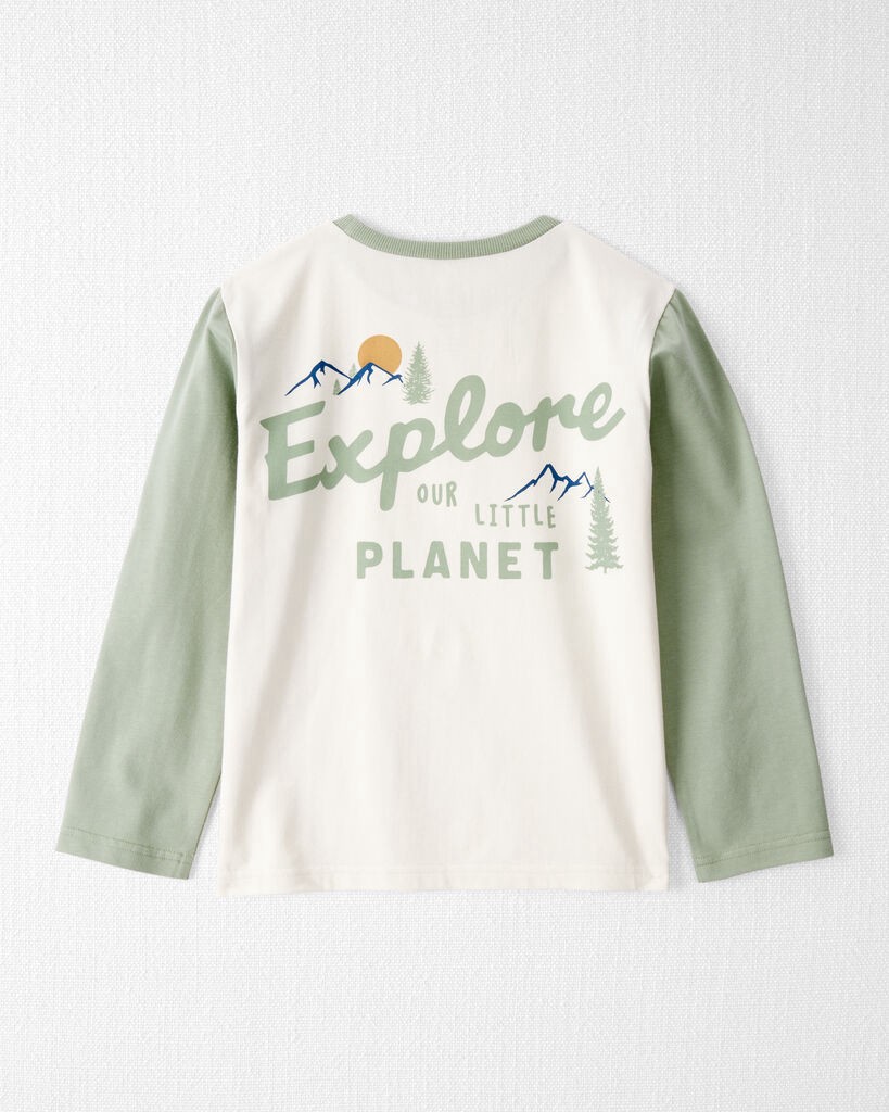slide 3 of 4, Littleplanet Kid Organic Cotton Let's Explore Long-Sleeve Tee Whitecap, Moss Green 7, 1 ct