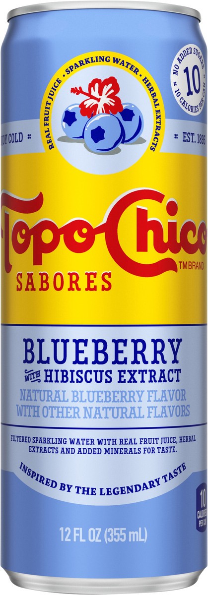 slide 4 of 6, Topo Chico Sabores Blueberry With Hibiscus Extract Can- 12 fl oz, 8 ct; 12 oz