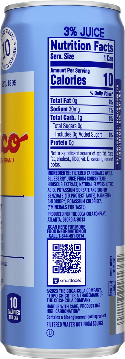 slide 3 of 6, Topo Chico Sabores Blueberry With Hibiscus Extract Can- 12 fl oz, 8 ct; 12 oz