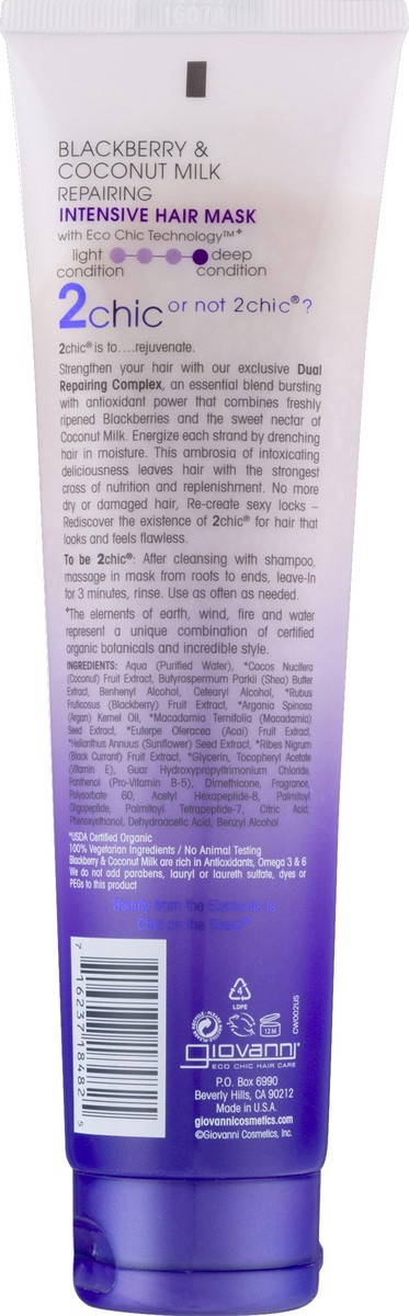 slide 3 of 3, Giovanni Cosmetics Inc 2chic Blackberry Coconut Milk Repairing Intensive Hair Mask, 5.1 fl oz