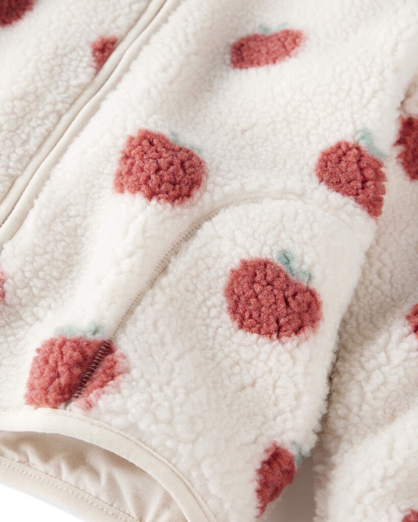 slide 2 of 3, Littleplanet Baby Recycled Sherpa Jacket in Apple Print Apple Print 24M, 1 ct